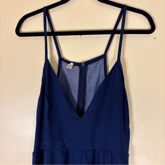 Navy Floral Maxi Skirt with Asymmetrical‎ Hem - Picture 5 of 10